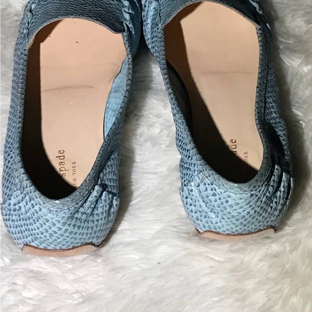kate spade Light Blue Textured Leather Loafers